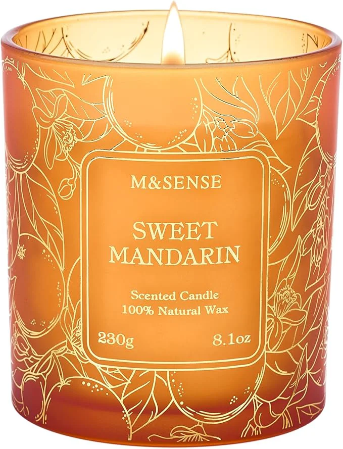 Fine Crafted M SENSE Sweet Mandarian Scented Vegan Soy Candles No Toxin Refreshing Fragrance Flexible