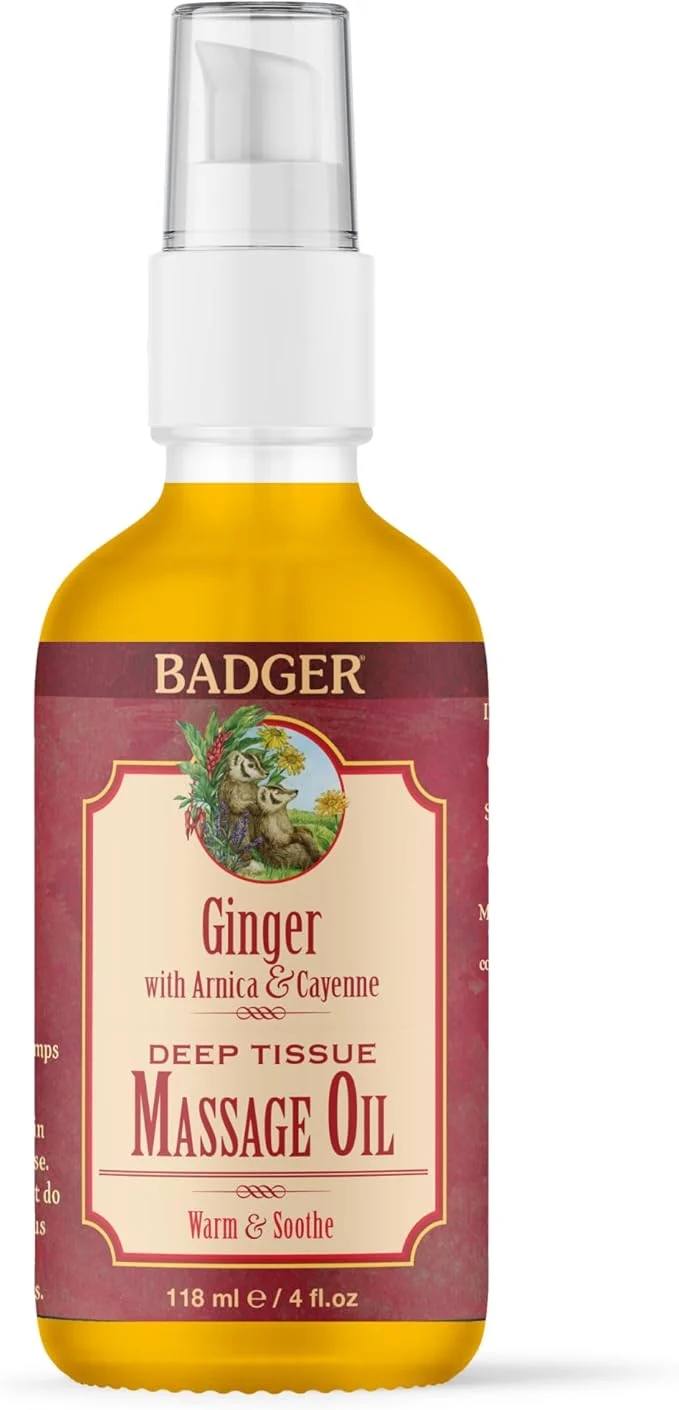 Expertly Made Badger Ginger Massage Oil Organic Massage Oil w Arnica Oil Cayenne Top-Quality
