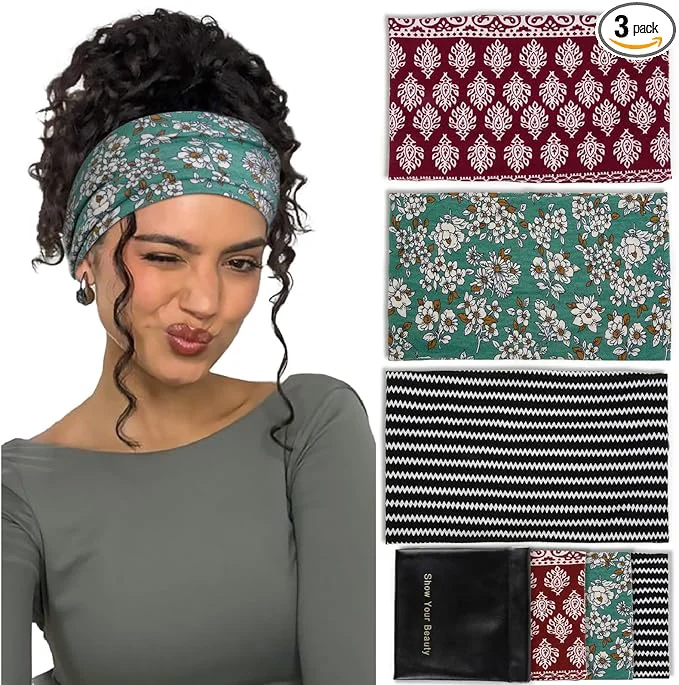 Comfortable Huachi Wide Headbands for Women Non Slip Thick Womens Bandana Headbands Boho Responsible