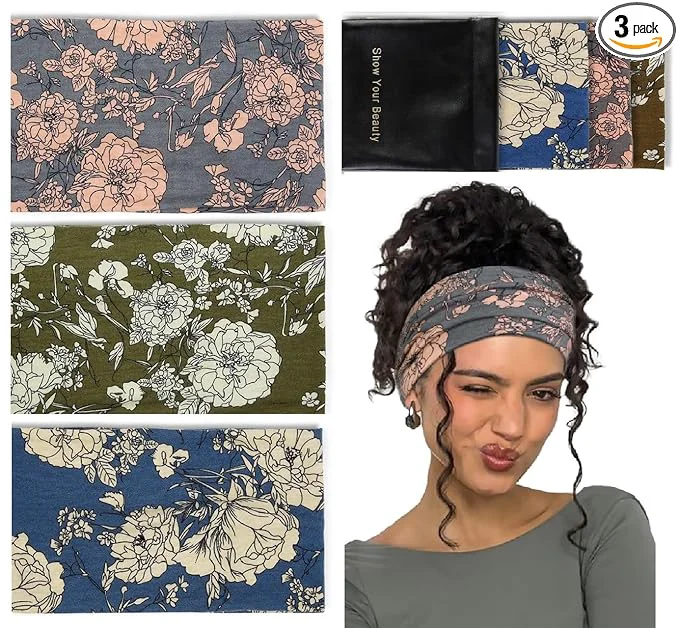 Innovative Huachi Wide Headbands for Women Non Slip Thick Womens Floral Headbands Boho Traditional