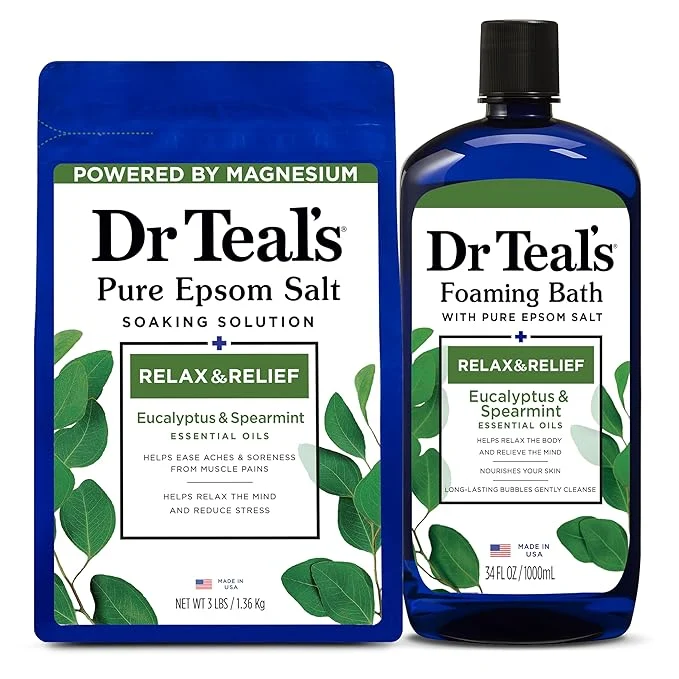 Recyclable Dr Teal’s Pure Epsom Salt Soak and Foaming Bath Relax Relief Official