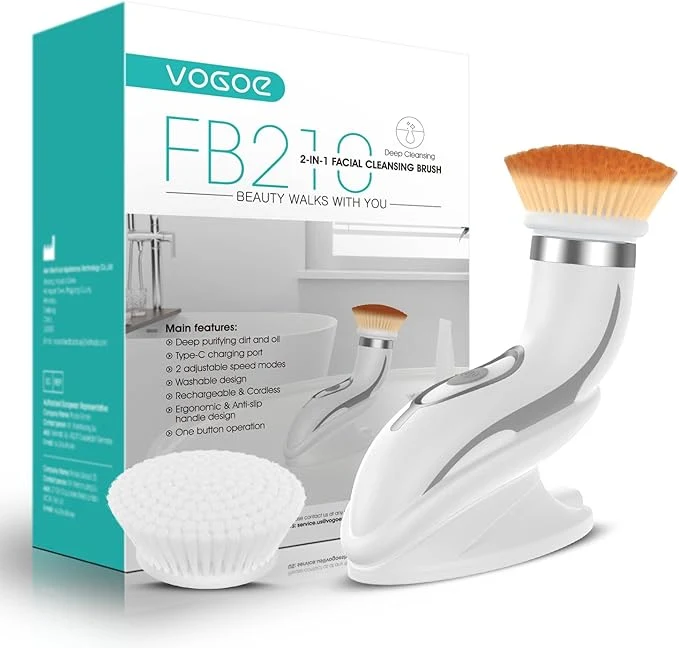 Verified VOGOE Facial Cleansing Brush-Spin Face Scrubber Exfoliator Rechargeable Recyclable