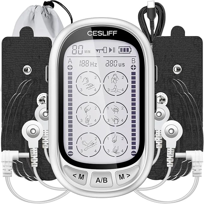 Minimalist CESLIFF Dual Channel TENS EMS Unit Large Screen 24 Modes 36 Levels Intensity Environmentally Friendly