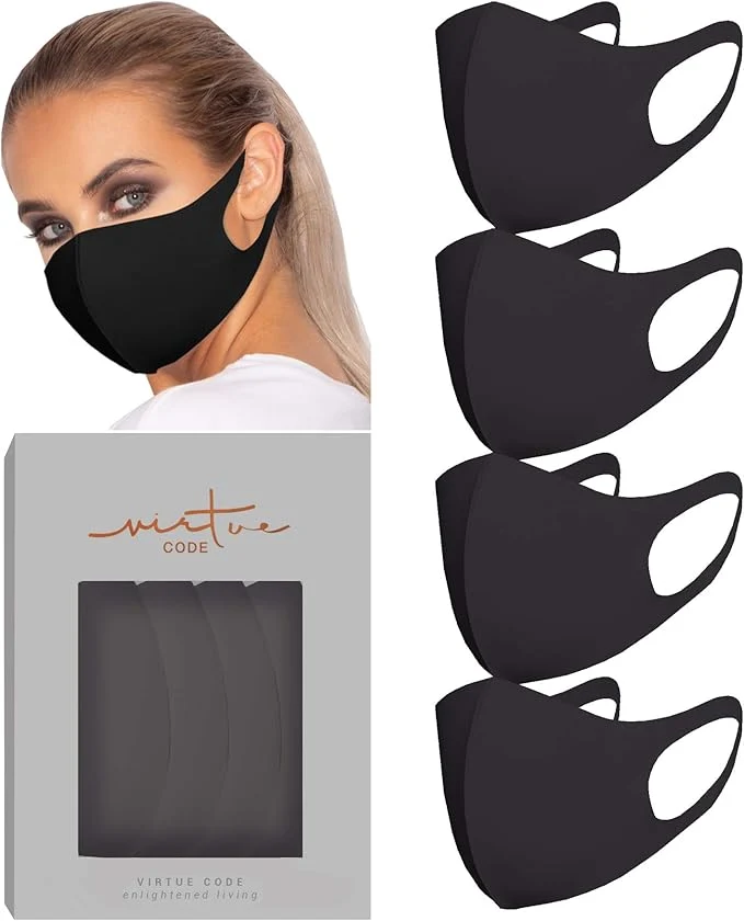 Effective Virtue Code Second Skin Cloth Face Mask Pack. 4 Buttery Soft Masks Washable Verified