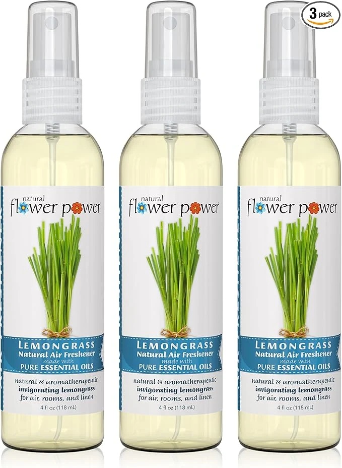 Professional Natural Flower Power Air Freshener Spray Lemongrass 4 Fl Oz Pack of 3 Original Design
