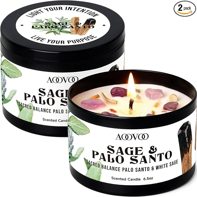 High-Performance AOOVOO 2 Pack Sage Palo Santo Candles – Cleansing Candle Innovative