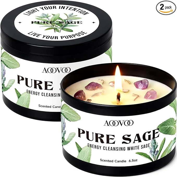 Sophisticated AOOVOO 2 Pack Sage Candles High-Quality