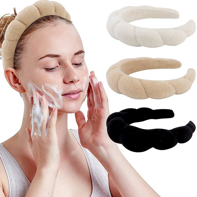 Authentic WHAVEL 3 Pack Spa Headband Skincare Headbands Soft Hair Band Specialty