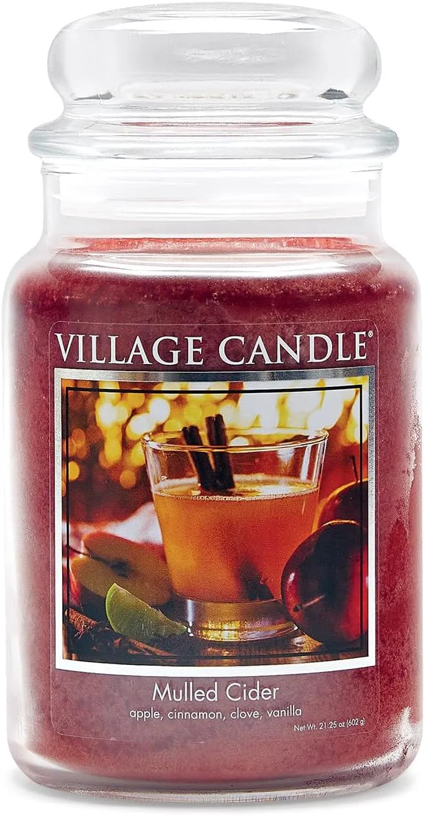 Versatile Village Candle Mulled Cider Large Glass Apothecary Jar Scented Candle 21.25 oz. First-Class