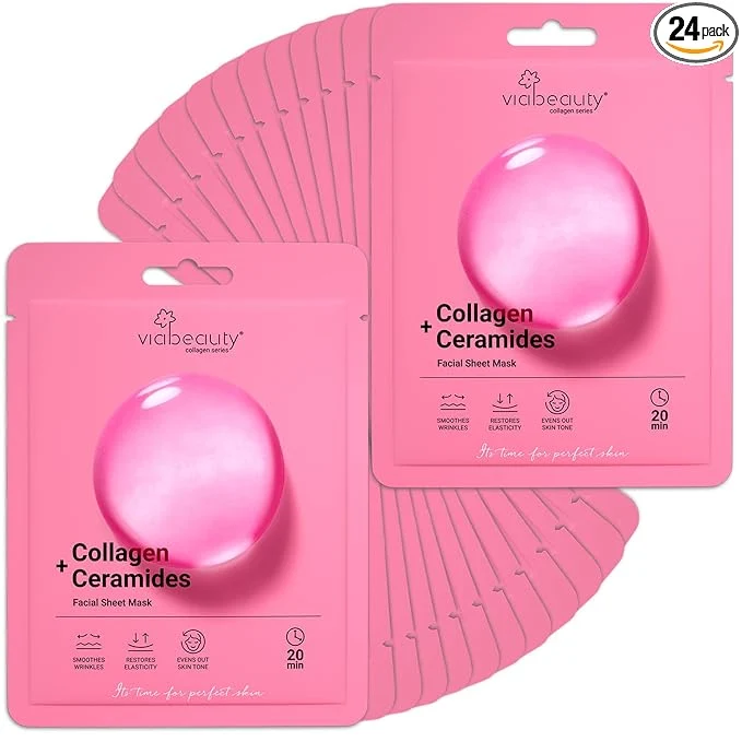 Excellent VIABEAUTY 24 Pack of Collagen Face Mask Long-Lasting
