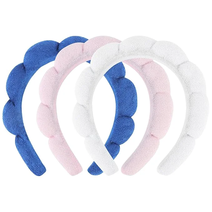 Genuine 3 Pack Spa Headbands for Washing Face Skincare Makeup Terry Cloth Headbands Casual