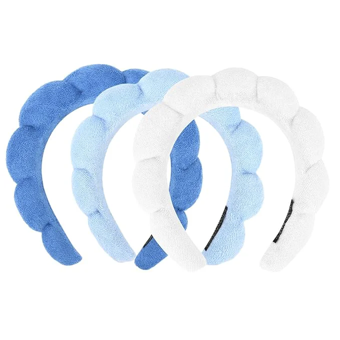 Enhanced 3 Pack Spa Terry Cloth Headbands Natural