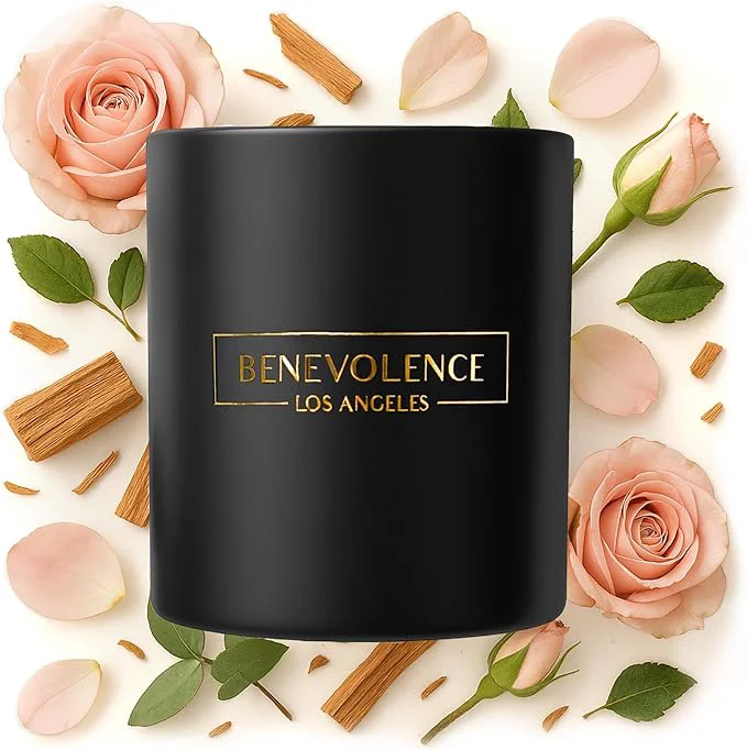 Authentic Benevolence LA Rose Sandalwood Scented Candle Soy Christmas Candles Environmentally Friendly
