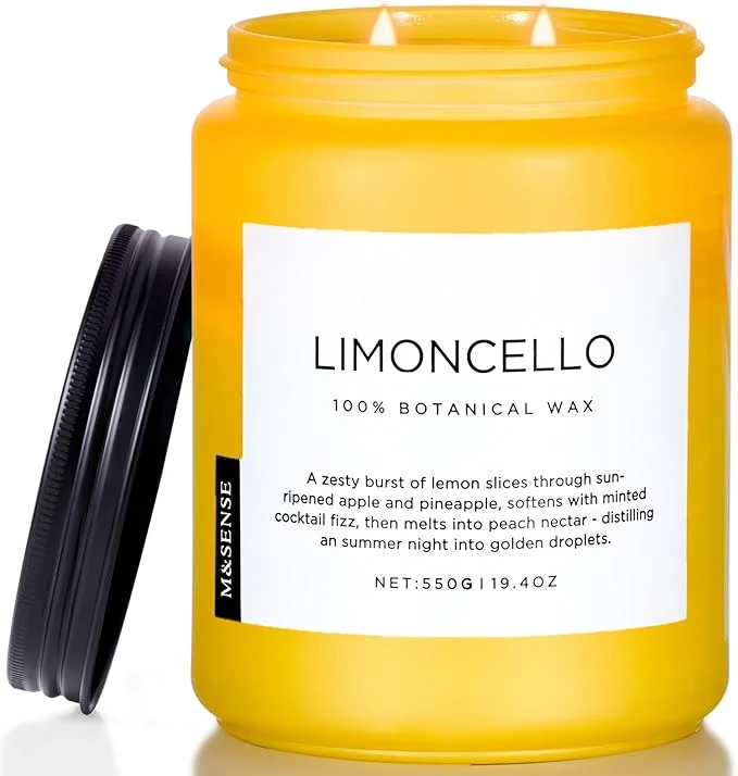 High-Performance M SENSE Limocello Summer Scented Candle 19.4oz 110 Hours Long Burning Time High-Grade
