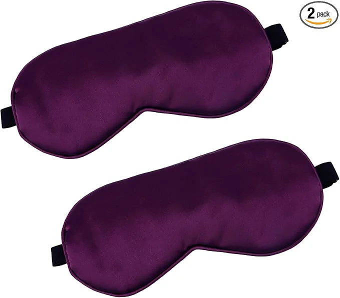 Fine Crafted 2 PCS Purple Silk Sleep Mask Expertly Made