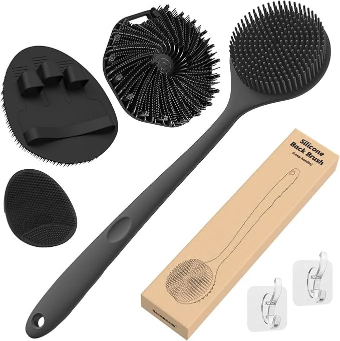 Expertly Made Manmihealth Silicone Back Scrubber Soft Shower Face Brush Set 4 PCS Smart