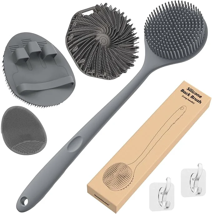 Versatile Manmihealth Silicone Back Scrubber Soft Shower Face Brush Set 4 PCS Premium