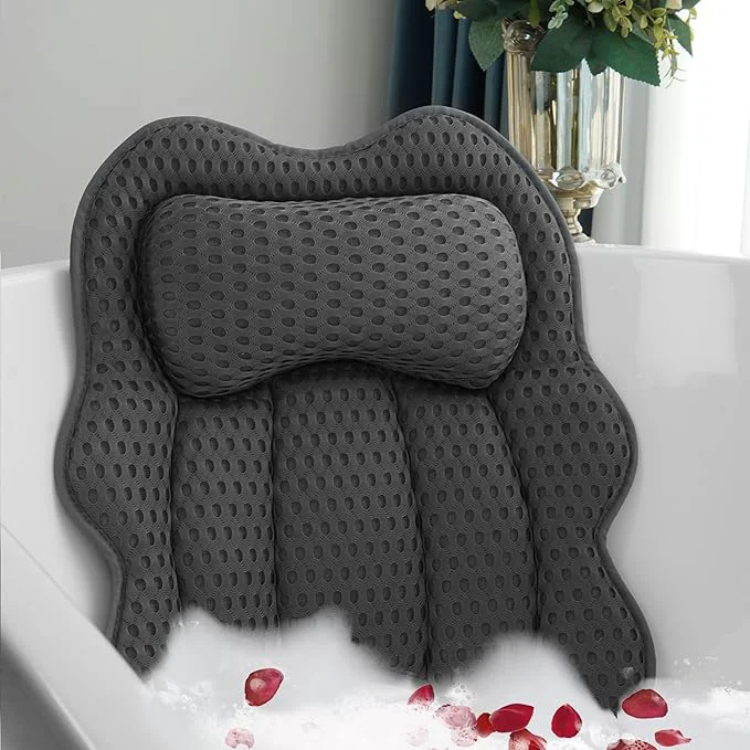 Durable Bath Pillow for Tub 4D Air Mesh Breathable Fabric Soft Supportive Bathtub Comfortable