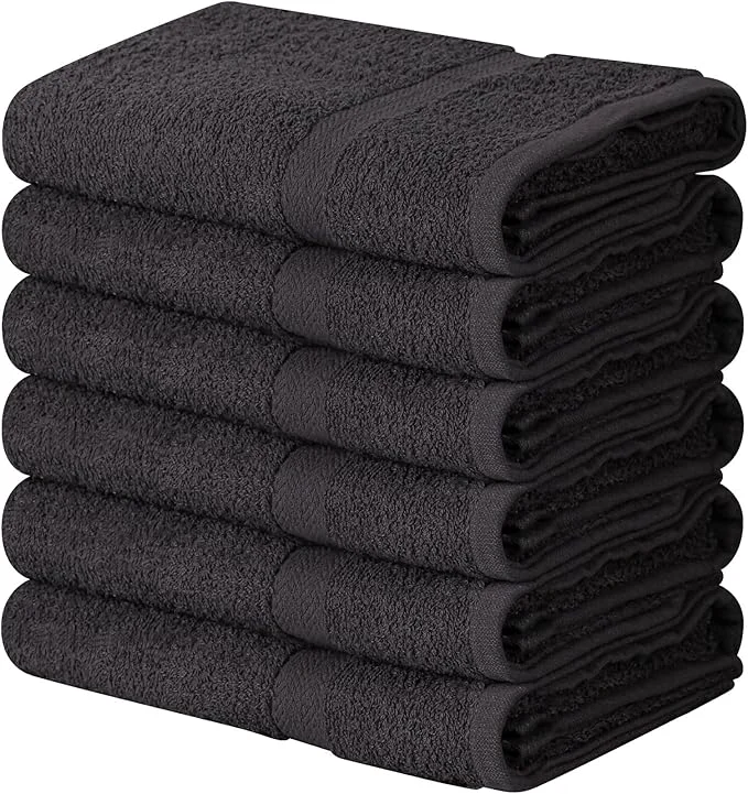 Recyclable Towel and Linen Mart Cotton Grey 6 Pack Medium Bath Towel Set Quick Dry Expertly Made