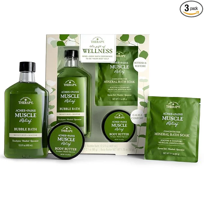 Elite Village Naturals Therapy 3-Piece Relaxing Muscle Wellness Spa Gift Set Organic