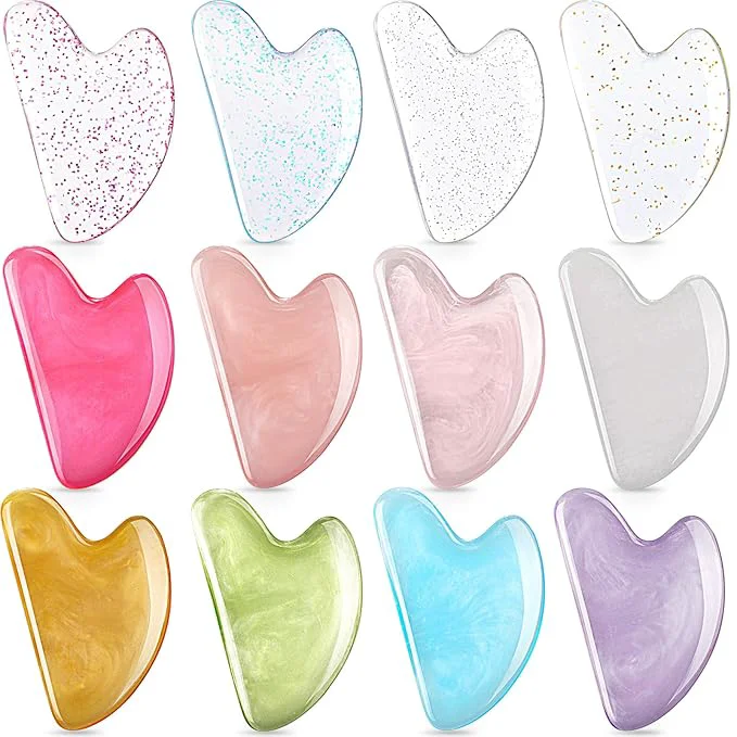Smart Sherr 12 Pcs Gua Sha Facial Tools Resin Heart Shaped Massage Guasha Tool Clean