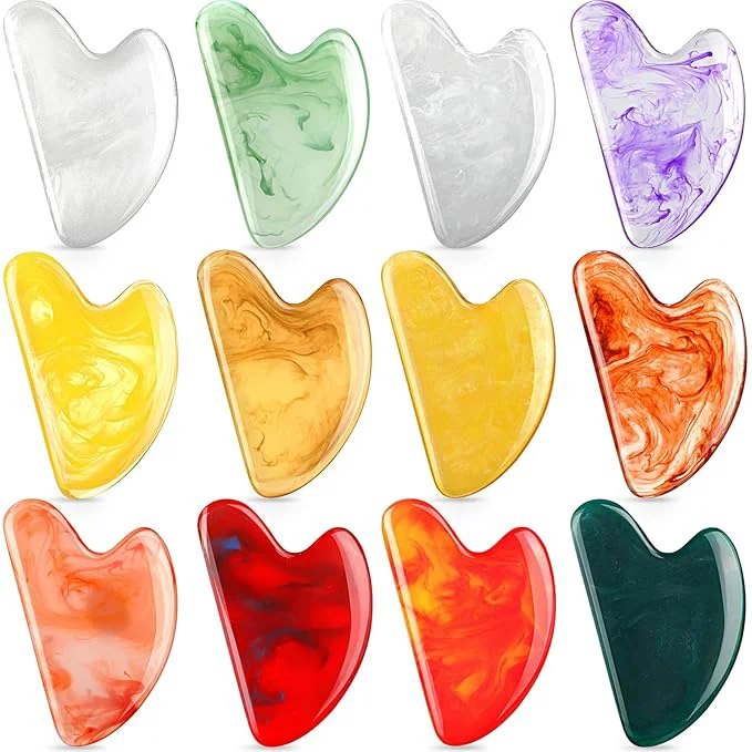 Professional Sherr 12 Pcs Gua Sha Facial Tools Resin Heart Shaped Massage Guasha Tool Consistent