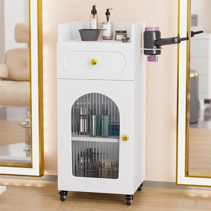 Breathable Salon Cart with Wheels 3 Tier Rolling Beauty Trolley Modern