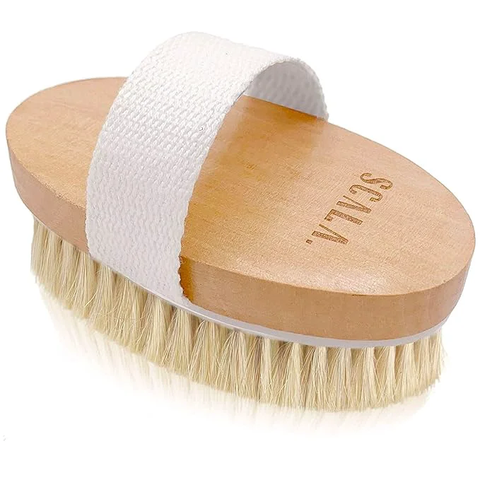 Fine Dry Brushing Body Brush SCALA Natural Bristle Body Brush Soft Body Exfoliating Verified