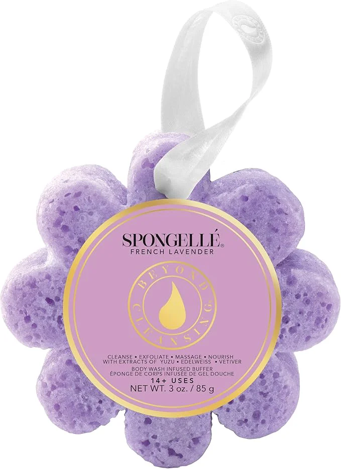 Fashionable Spongellé French Lavender Wild Flower Bath Sponge Built-in Body Wash Body Detailed