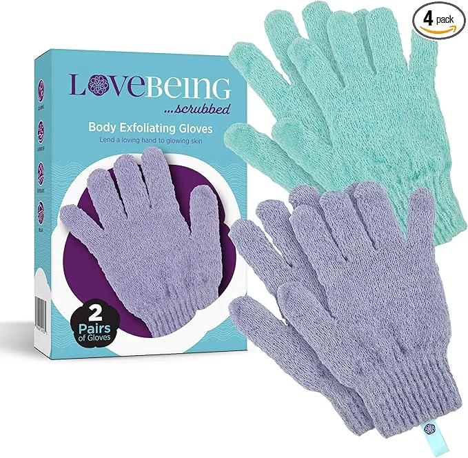 Fine Love Being Scrubbed Body Exfoliating Gloves Stretchy Exfoliating Body Scrubber Flexible