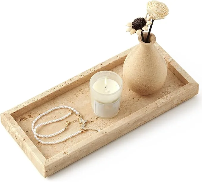 Luxury Natural Small Marble Tray for Bathroom Kitchen and Desktop Rectangle Trusted