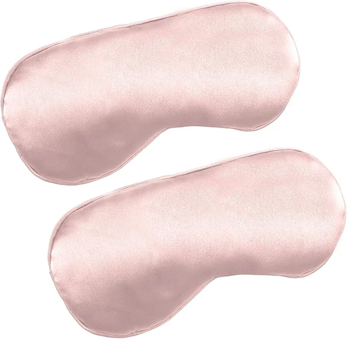 Flexible 2 PCS Pink Satin Sleep Masks Adjustable Silk Eye Mask Eco-Friendly