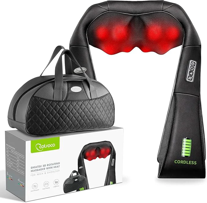 Easy-to-Use cotsoco Cordless Shiatsu Neck and Shoulder Massager Expertly Made