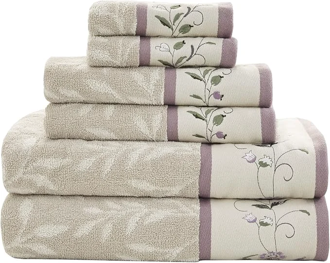 Fashionable Madison Park Serene Cotton Bath Towel Set Luxurious Floral Decorative Durable
