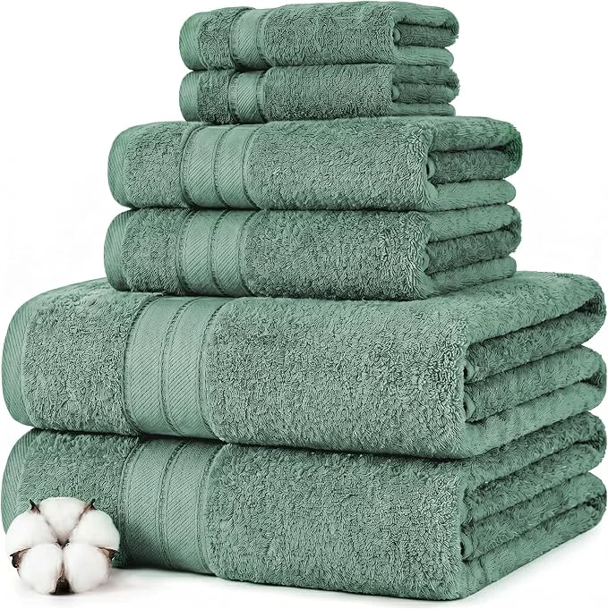 Trendy Modern Threads – Spun Loft 6-Piece Combed Cotton Towel Set – Bath Towels Responsible