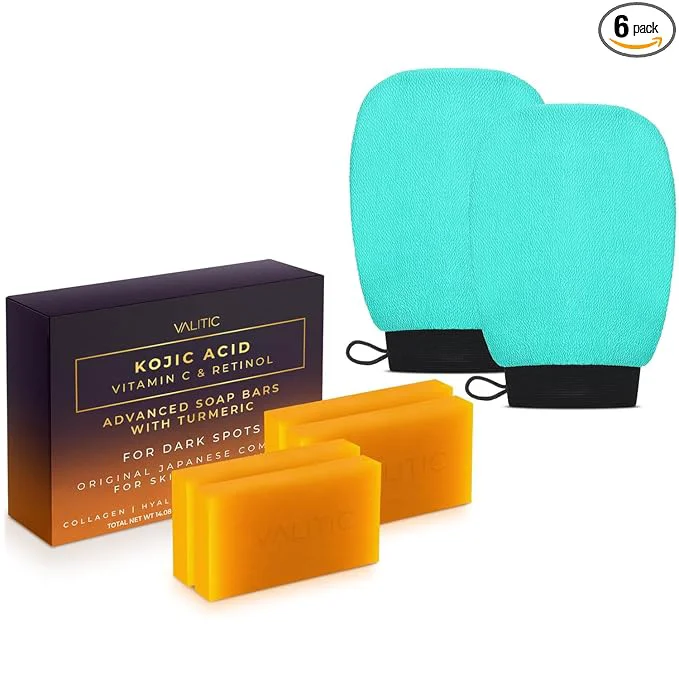 Fashionable VALITIC 4 Pack Kojic Acid Vitamin C Retinol Soap Bars Luxury
