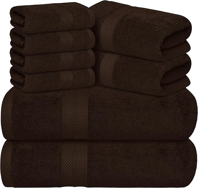 Practical Avalon Towels Luxury 8 Piece Chocolate Towels Set 2 Bath Towels 2 Hand Towels Expertly Made