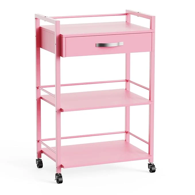 Premium Salon Trolley Cart for Beauty SPA Wooden Rolling Storage Station Mobile Contemporary