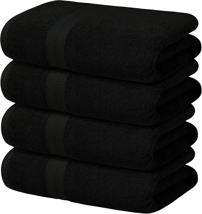 Top-Quality Avalon Towels Black Bath Towels Set of 4 pcs Cotton Towel Absorbent and Specialty