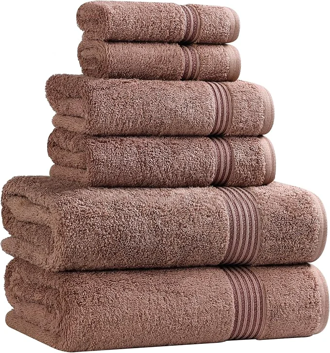 Excellent Superior Egyptian Cotton 6-Piece Towel Set Bathroom Essentials Towels Pure