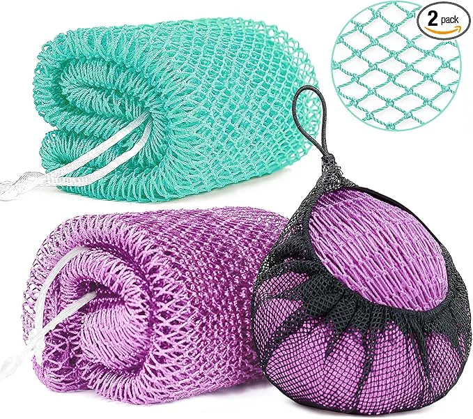 Minimalist 2 Pack African Net Sponge Exfoliating Body Scrubber Bath Sponge High-Grade