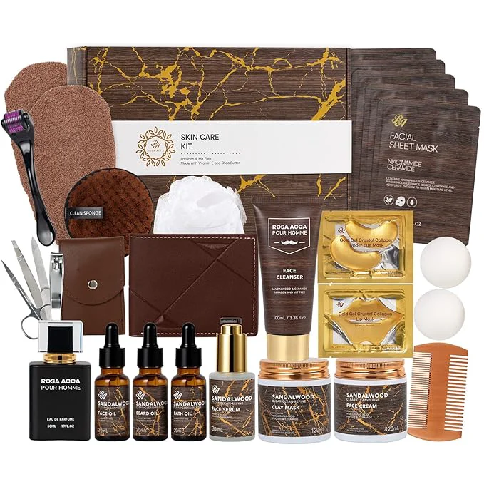 Functional 30 Pcs Men Sandalwood Facial Skin Care Set Fine