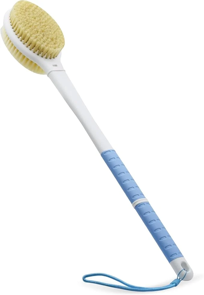 Carefully Designed Shower Brush with Soft and Stiff Bristles 18.5 Long Handle Dual-Sided Back High-Grade
