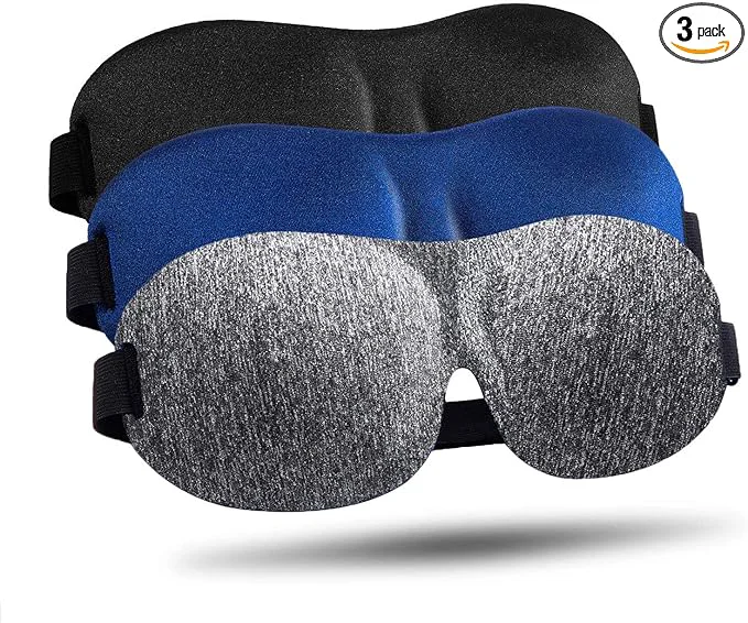 Organic LKY DIGITAL Sleep Mask for Side Sleeper 3 Pack Night Blindfold for Men Women Luxury