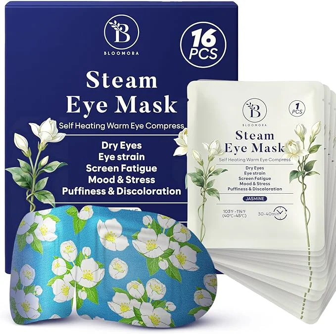 Pure 16 Pack Jasmine Steam Eye Mask for Dryness Strain Relaxation Heated Eye Verified