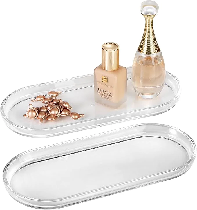 Practical SheeChung Acrylic Vanity Tray 2 Pack 9.65 in x 4.5 in x 0.79 in Catchall Tray Comfortable