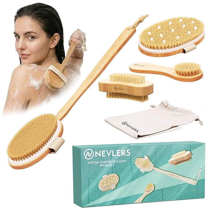 Easy-to-Use Nevlers Natural Boar Bristle Dry Brush Refined