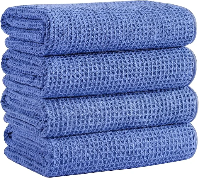 Exclusive Microfiber Waffle Bath Towels 4 Pieces Fast Drying Lint 430 GSM Eco-Friendly