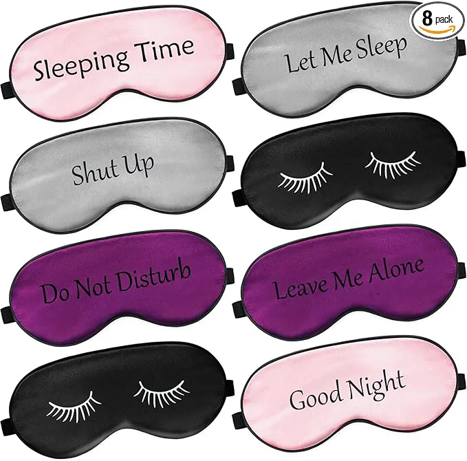 Detailed 8 Pieces Funny Sleep Mask Silk Eye Mask Professional