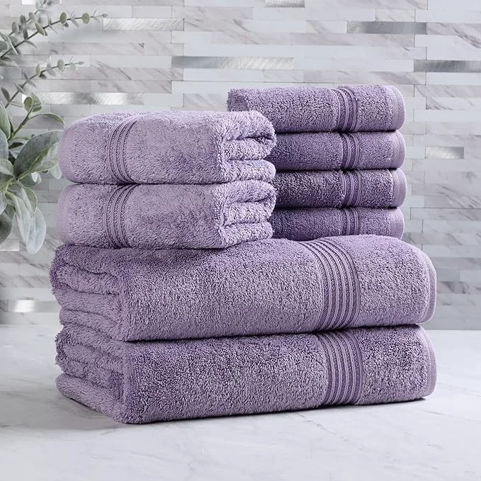 Verified Superior Egyptian Cotton 8-Piece Towel Set Guest Bath Decor Essentials Efficient